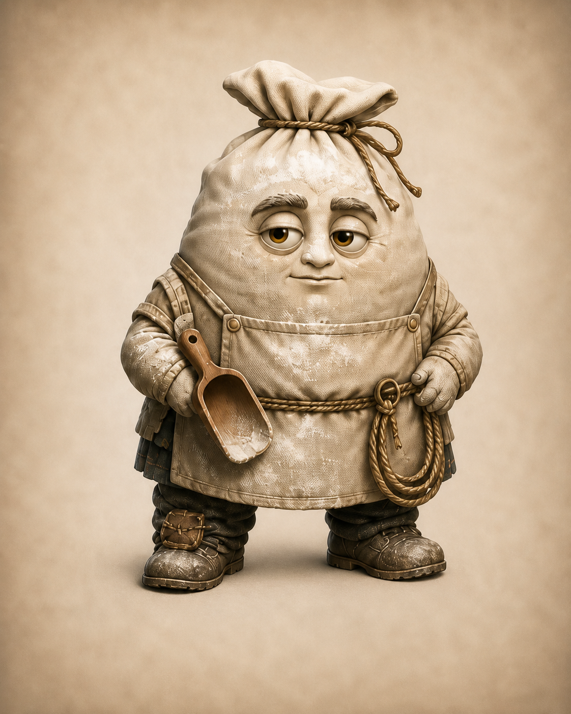 Development portrait candidate of Fergus the Flour Sack. Not canon.